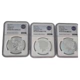 (3) .999 Silver Fiji Peace Dollar Coins