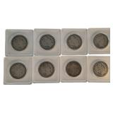 (8) US Barber Silver Half Dollar Coins