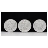 (3) Silver American Eagle $1 Coins, 2023