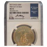 2017 US Gold Eagle, $50, First Day, NGC, Signed