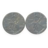 (2) Silver American Eagle $1 Coins, 2021-W Type 2