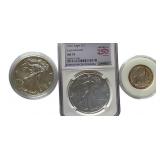 (2) US American Eagle Silver $1 Coins, .999