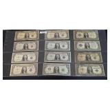 Group of (12)  $1 US Silver Certificates