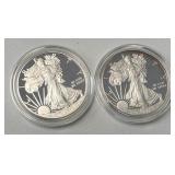 (2) Silver American Eagle $1 Proof Coins