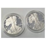 (2) Silver American Eagle $1 Proof Coins