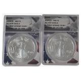 (2) 2022 US Silver Eagle $1 Coins, ANACS