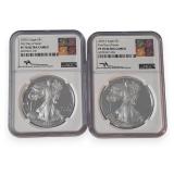 (2) 2020S US Silver Eagle $1 Coins, NGC PF 70