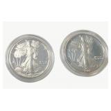 (2) Silver American Eagle $1 Proof Coins