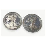 (2) Silver American Eagle $1 Proof Coins