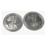 (2) Silver American Eagle $1 Proof Coins