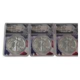 (3) 2022 US Silver Eagle $1 Coins, ANACS
