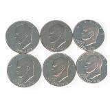 (6) Eisenhower Bicentennial $1 Coins, S Mint