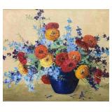 Leota W Loop 25x30 O/C "Zinnias and Delphinium"