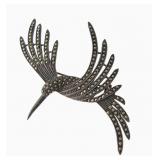 Vintage Sterling Marcasite Hummingbird Brooch