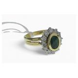18K White Gold Emerald, Diamond Ring