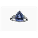 14K White Gold Sapphire, Diamond Ring