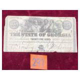 CURRENCY:  1863, GA $0.25 Note, #J7423