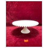Vintage Fenton Milk Glass Hobnail Cake Plate