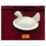 Vintage Milk Class, Hen on Nest