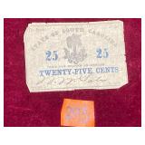 CURRENCY:  1862, S. Carolina $0.25 Note