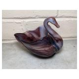 Vintage imperial glass amethyst, swan dish
