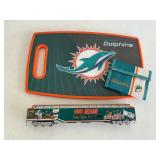 Miami Dolphins tray, wallet, train