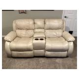 Cream Colored Leather Reclining Sofa