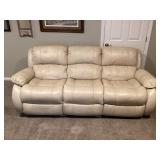 Cream Colored Reclining Leather Sofa