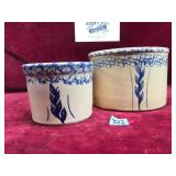 Roseville Sponge Stamped Crocks