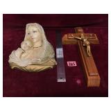 Mary and Jesus Ceramic and Cross