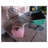yard spreader & gas can