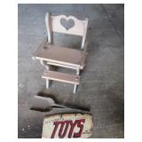 coal shovel,new sign & small chair