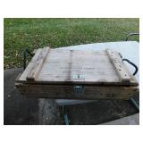 wooden ammo box & contents inside