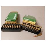 19 rounds of 7mm mauser & box of empty brass