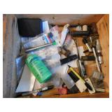 wooden box & items