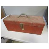 red kennedy toolbox,hatchet,hammer,mallet,tools