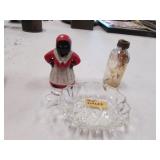 iron black americana bank,bottle & dish