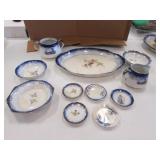 11 pcs of flow blue dishes