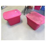 2 red empty totes