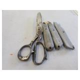 3 box cutters & scissor