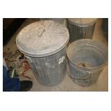 2 galvanized garbage cans