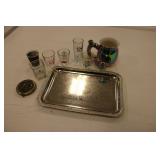 shot glasses,plated tray & items