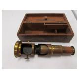 antique brass drum microscope w/box