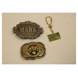 2 belt buckles & key chain