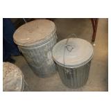 2 galvanized garbage cans
