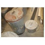 2 galvanized garbage cans