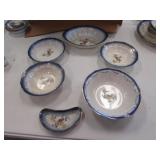6 pcs of flow blue dishes