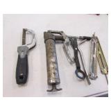 grease gun,saw & items