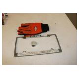 denver broncos gloves & license plate holder