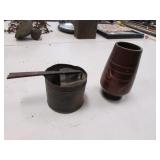 unusual copper pc & wood vase